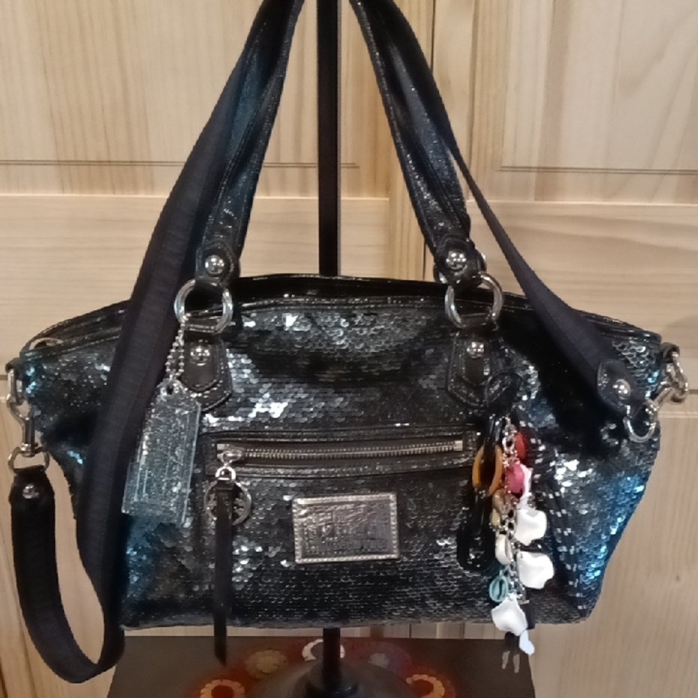 Shimmering Coach Black Sequin Rocker Y2K